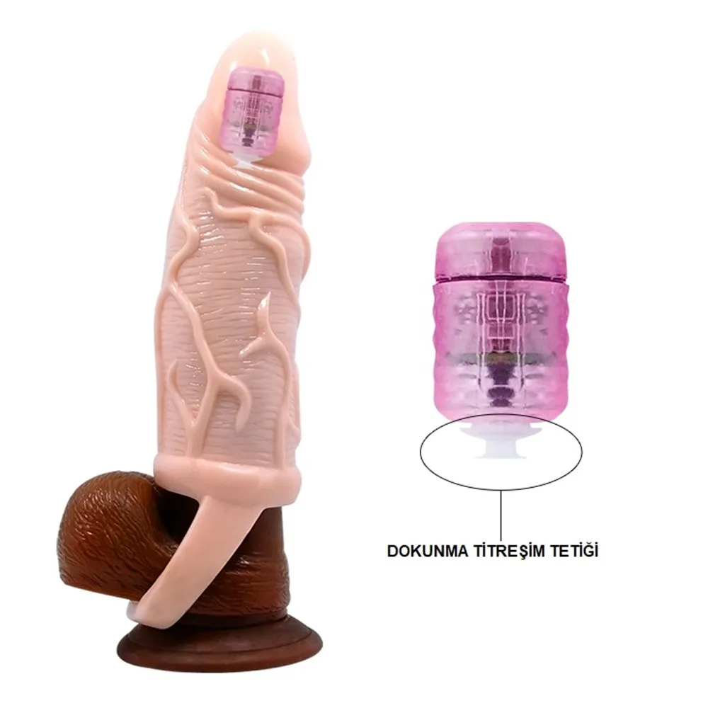 13 cm Ucuz Titreşimli Penis Kılıfı - Görsel 3