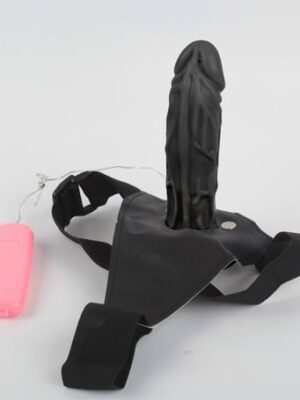 18 cm Belden Bağlamalı İçi Boş Titreşimli Zenci Penis