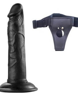 19 cm Realistik Kemerli Testissiz Zenci Dildo