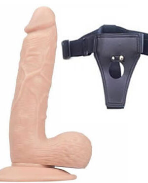 18 cm Damarlı Anal Kemerli Dildo