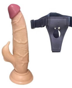Klitoris Uyarıcılı 20cm Kemerli Dildo