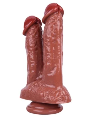 21 cm Kahverengi Çiftli Dildo