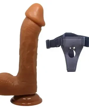 23 cm Melez gerçekci dokulu kemerli dildo