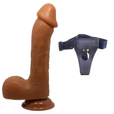 23 cm Melez gerçekci dokulu kemerli dildo