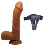 23 cm Melez gerçekci dokulu kemerli dildo