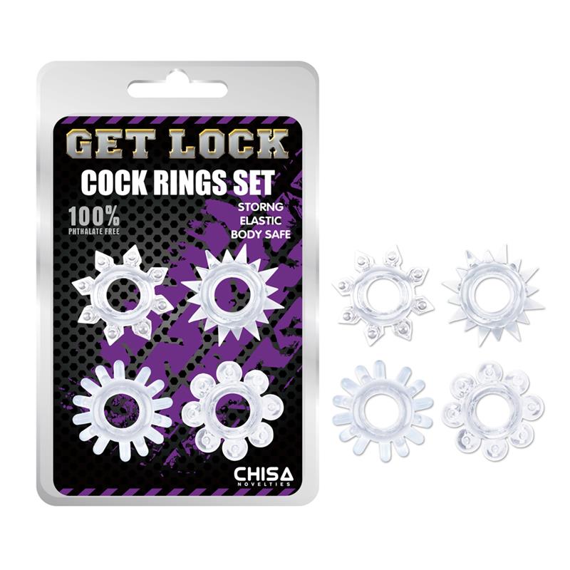 Get Lock Tırtıklı 4'lü Penis Halka Seti