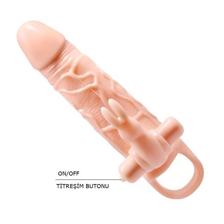 5 cm Dolgu Uzatmalı 10 Fonksiyonlu Çift Titreşimli Penis Kılıfı - Görsel 2