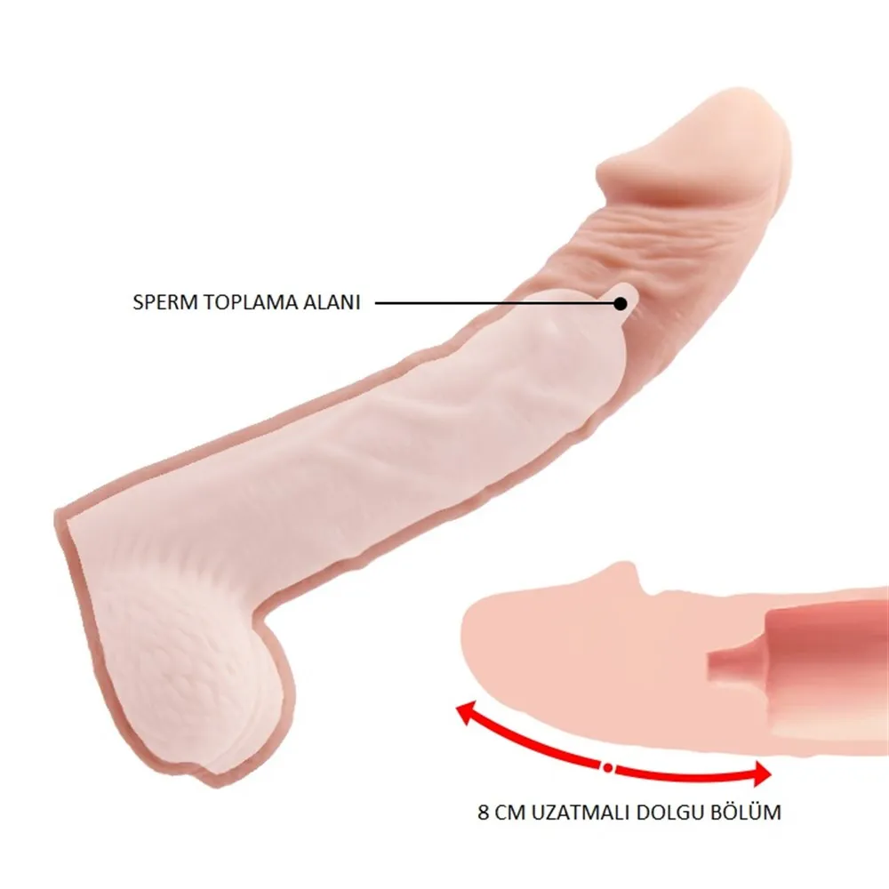 8 cm Dolgulu Testisli Penis Kılıfı - Görsel 3