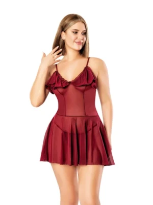 Bordo Transparan Gecelik