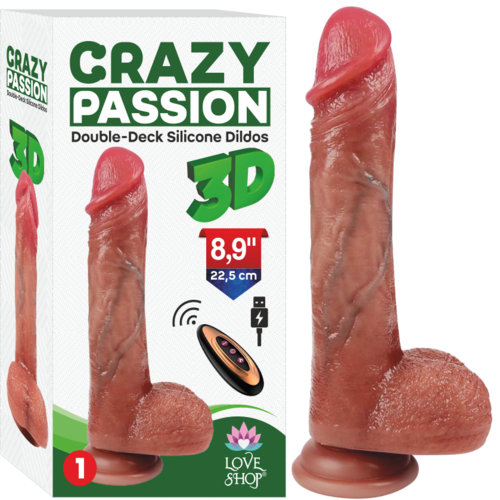 Çift Katmanlı 22cm Titreşimli 3D Dildo - Görsel 6