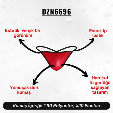 Erkek Kırmızı Deri String - Görsel 6