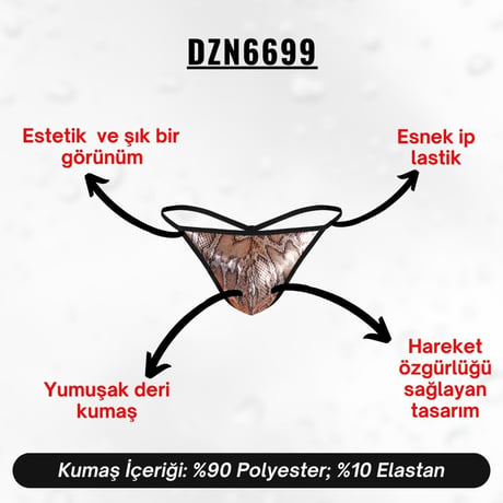 Erkek Desenli Deri String - Görsel 3