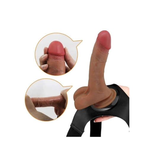 Fışkırtmalı Titreşimli Strap-On Dildo - Görsel 4