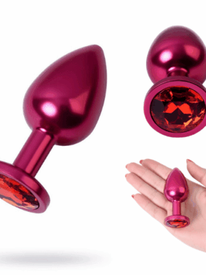 Kırmızı Kristalli 8cm Metalik Anal Plug
