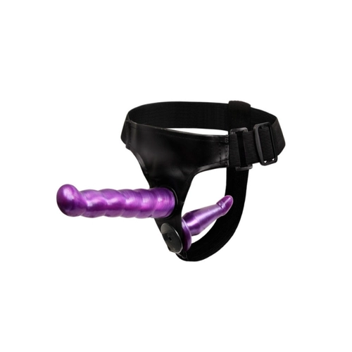 Mor Çift Taraflı Belden Bağlamalı Dildo - Görsel 3