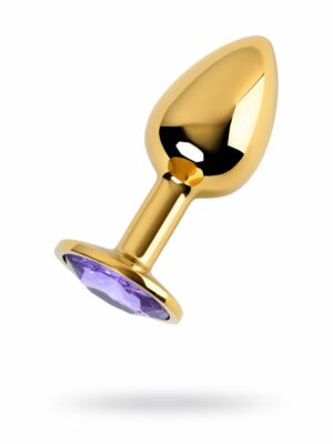 Mor Kristalli 7 cm Altın Metal Anal Plug