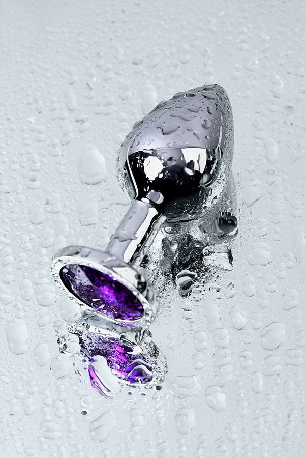 Mor Kristalli 7cm Metal Anal Plug