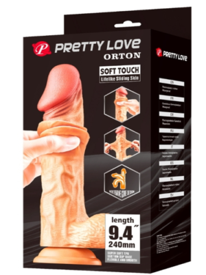 Ortan 9.4 İnç Kıkırdak Yapılı Gerçek Deri Dildo