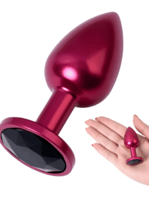 Red 7cm Metal Anal Plug Siyah Kristalli
