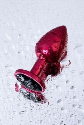 Red 7cm Metal Anal Plug Siyah Kristalli