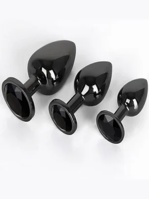 Siyah Alüminyum Anal Plug 3lü Set