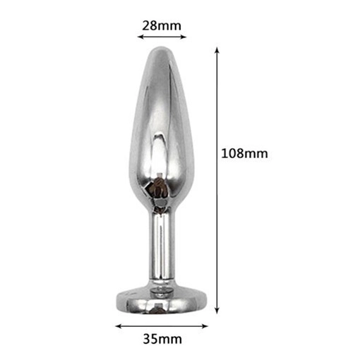 Taşlı Çelik Anal Plug 11cm - Mor Kristal Taş Detaylı - Görsel 3