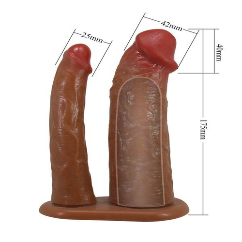 Yairon Gerçekçi Hissiyatlı Uzatıcı Çift Penisli Penis Kılıfı - Görsel 2