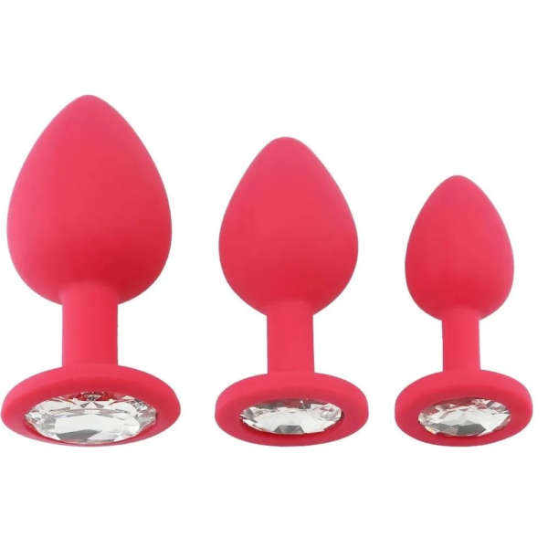 Soft Silikon Dokuda Taşlı 3'lü Anal Plug