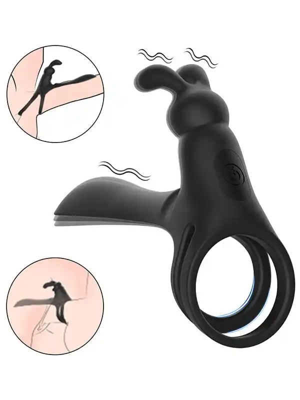 Titreşimli ve Klitoris Uyarıcılı Şarjlı Penis Halkası - Görsel 2