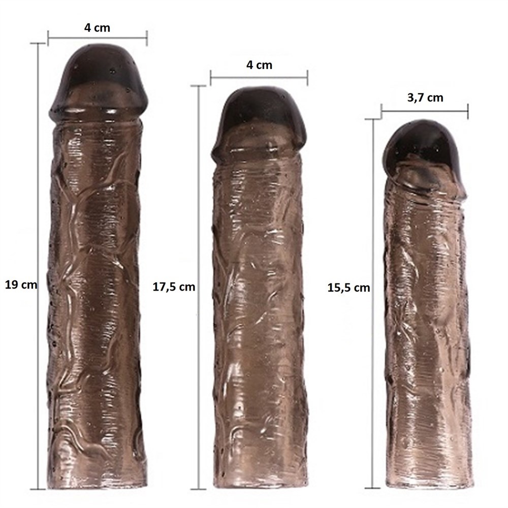 Şeffaf uzatmalı 3'lü penis kılıfı - Görsel 3
